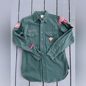 Vintage Boy Scouts Of America Uniform Shirt Long Sleeve BSA Sanforized 1950-1960